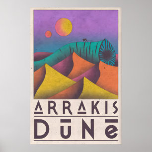 Arte mural de duna estilo cartel retro de viaje - 