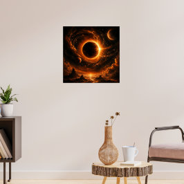 Arte mural de eclipse espacial, impresión de plane