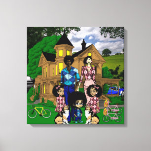 Arte mural de familia interracial