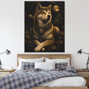 Arte mural de fantasía majestuoso Shiba Inu negro