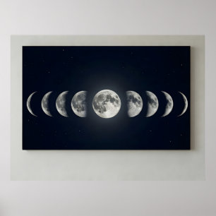 Arte mural de fases lunares en lienzo
