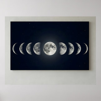 Arte mural de fases lunares en lienzo