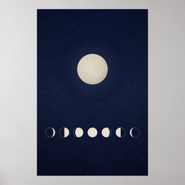 Arte mural de fases lunares minimalistas celestial (Frente)