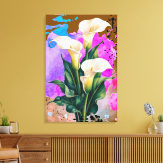 arte mural de flores en acuarela