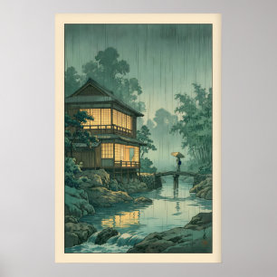 Arte mural de grabado en madera japonés - Orilla d