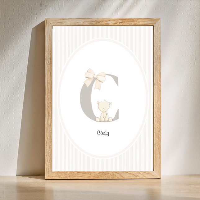 Arte mural de guardería con letra C personalizada  (Letter C Nursery Wall Art - Custom Baby Name Print)
