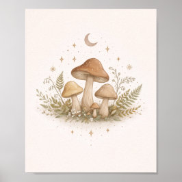 Arte mural de hongos Cottagecore – Póster