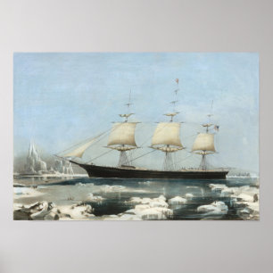 Arte mural de iceberg de antiguo barco marítimo a 