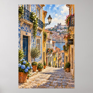 Arte mural de la calle y el río del casco antiguo