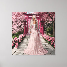 Arte mural de la doncella del cerezo en flor