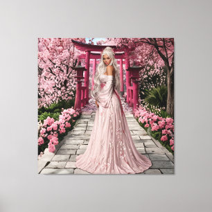 Arte mural de la doncella del cerezo en flor