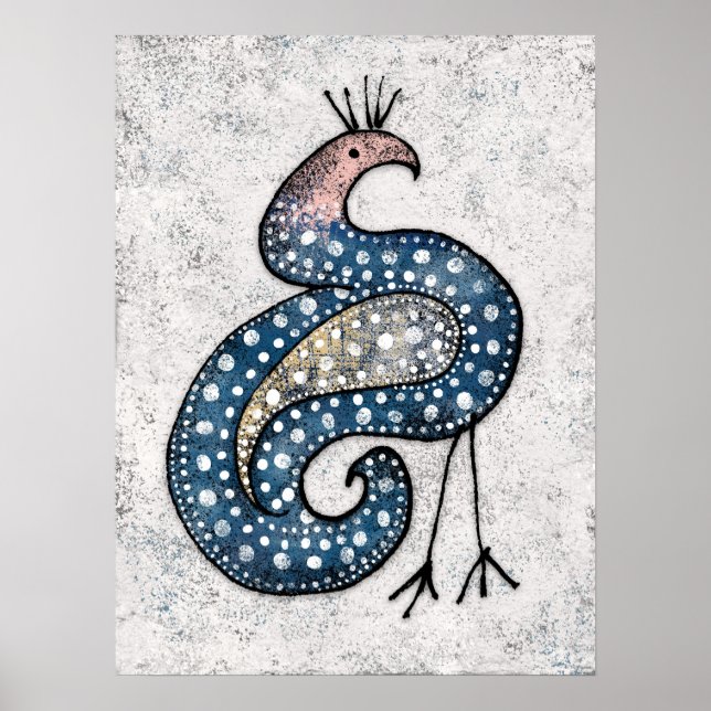 Arte mural de la Poster de pájaro Paisley poco com (Frente)