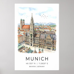 Arte mural de la silueta de Múnich - Ilustrado a m