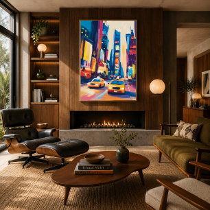 Arte mural de la silueta de Nueva York Fauvista co
