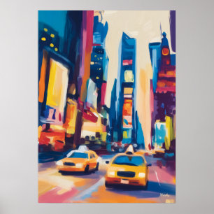 Arte mural de la silueta de Nueva York Fauvista co