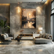 Arte mural de la silueta de París minimalista – To