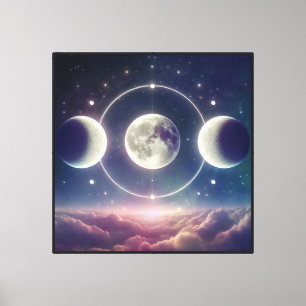 Arte mural de las tres fases lunares: cielo lunar 