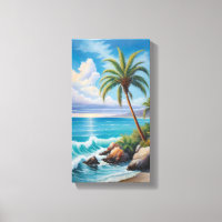 Arte mural de lienzo de palmeras de California