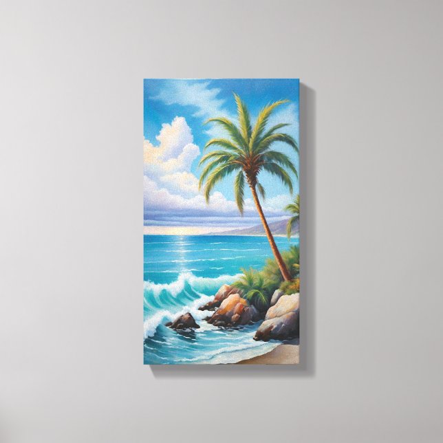 Arte mural de lienzo de palmeras de California (Anverso)