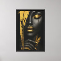 Arte mural de lienzo para mujer de glam negro y or