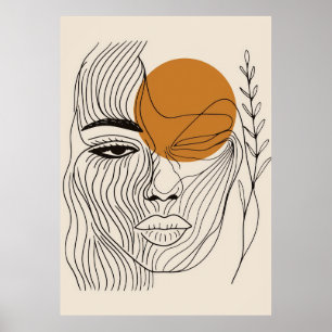 Arte mural de Line Boho minimalista, arte facial a