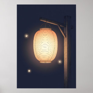 Arte mural de linterna de anime minimalista