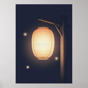 Arte mural de linterna de anime minimalista