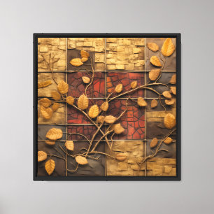 Arte mural de mosaico con patrón de hojas