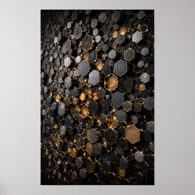 Arte mural de mosaico micro hexagonal Hive (Frente)
