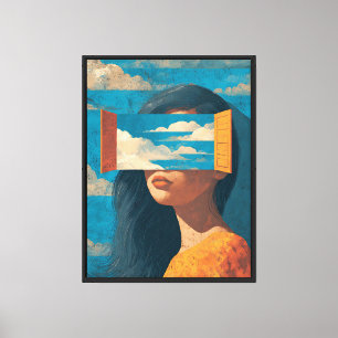 Arte mural de mujer vintage surrealista – Edición