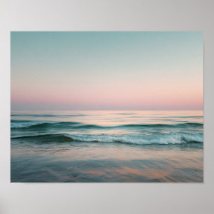 Arte mural de olas del océano pastel Paisaje mar