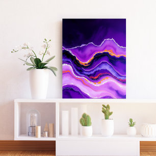 Arte mural de ondas violetas abstractas púrpura - 