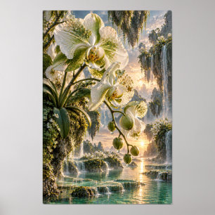 Arte mural de orquídeas blancas en el valle de la