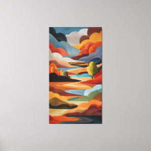 Arte mural de paisaje abstracto de tonos cálidos d