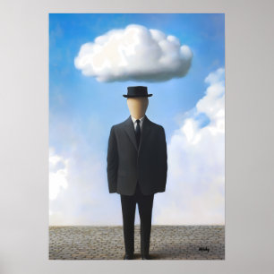 Arte mural de paisaje onírico surrealista - Hombre