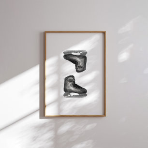 Arte mural de patinaje sobre hielo negro
