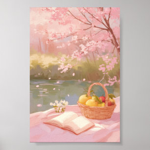 Arte mural de picnic de flor de cerezo soñador ros