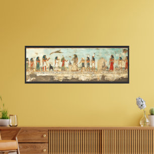 Arte mural de procesión egipcia antigua - mitologí