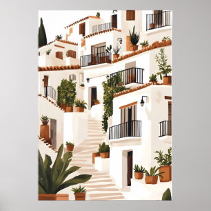 Arte mural de pueblo blanco costero de Andalucía E