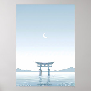 Arte mural de puerta Torii minimalista