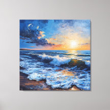 🌅 Arte mural de puesta de sol costera para decora