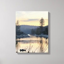Arte mural de puesta de sol junto al lago