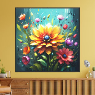 Arte mural de ramo de flores digitales radiante