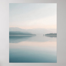 Arte mural de reflexión minimalista en lago