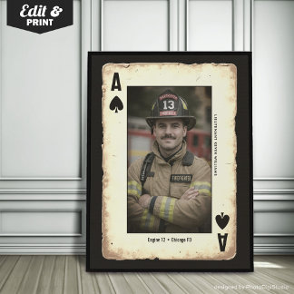 Arte mural de regalo de bombero personalizado, As 