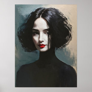 Arte mural de retrato de mujer misteriosa