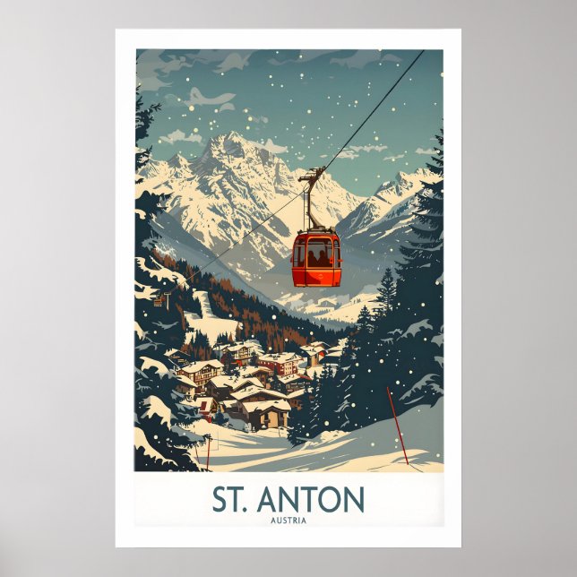 Arte mural de St Anton Póster de esquí 1 (Frente)
