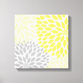 Arte mural de tela cuadrada de Dahlia amarillo y g