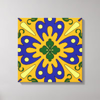 Arte mural de tela en mosaico español amarillo azu
