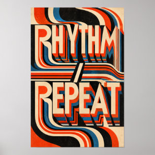 Arte mural de tipografía geométrica retro repetida